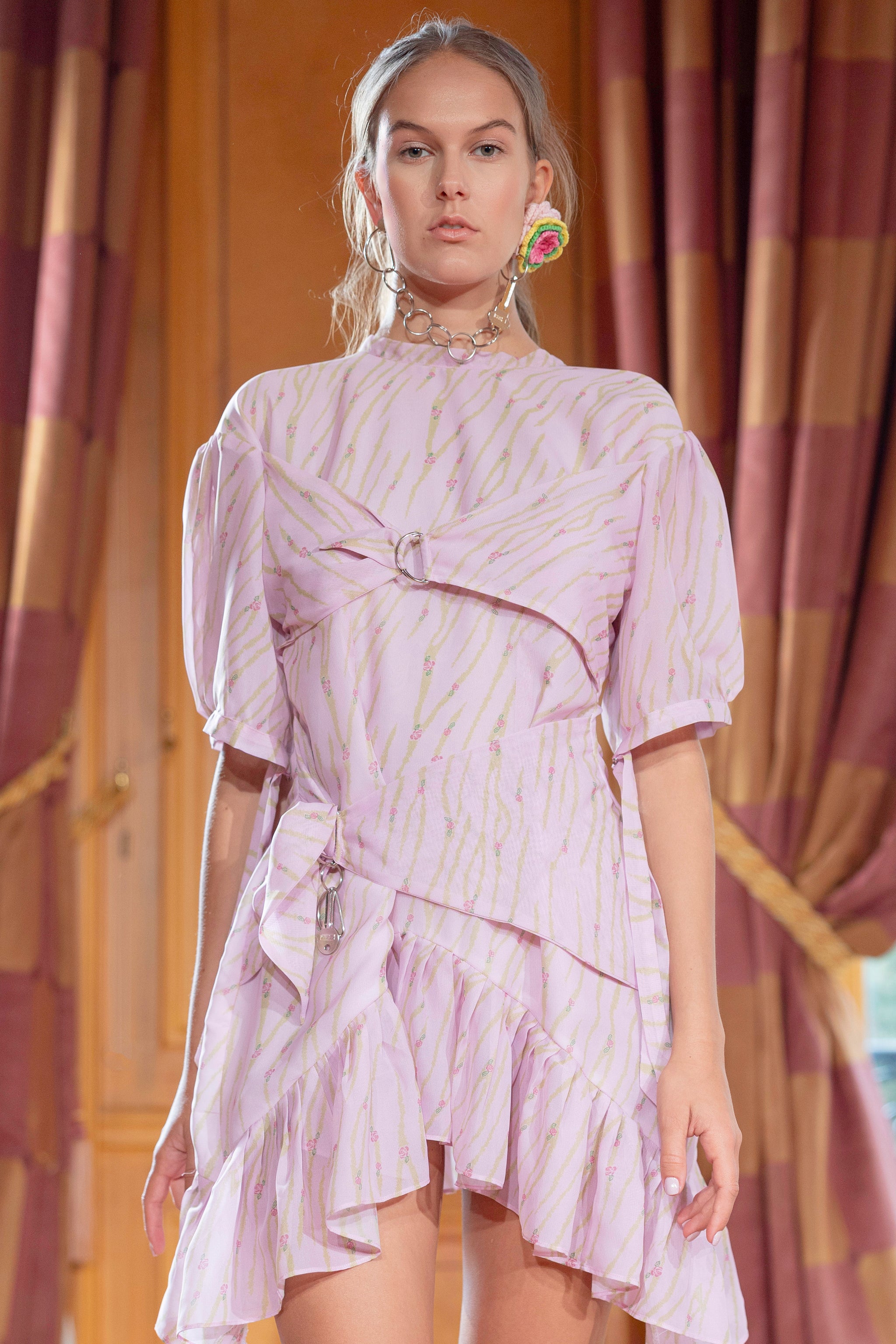 strapless open back dress PINK ZEBRA DRESS – Reemami