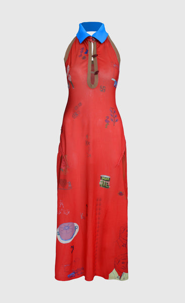 MAQLOUBA HALTER DRESS ORANGE