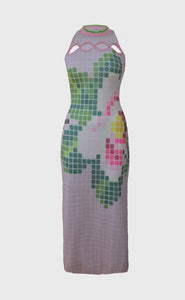 Pixel Damask Rose Knit Dress