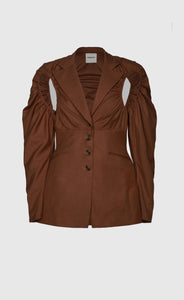 CHOCOLATE SADDLE BLAZER