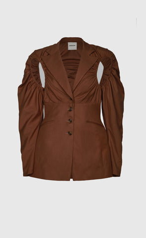 CHOCOLATE SADDLE BLAZER