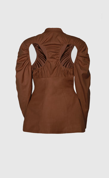 CHOCOLATE SADDLE BLAZER
